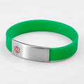 Green Silicone Bracelet & Stainless Steel Medical Tag LG